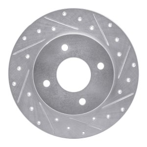 Nissan Sentra Brake Rotor (1) - Rear Right - R1 Concepts - Drilled & Slotted - Silver - `04-`06